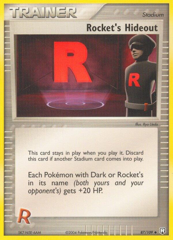 Pokémon Rocket's Hideout #87/109 EX Team Rocket Returns Uncommon Reverse Holofoil Heavily Played English Trading Card — catalog front, TCGplayer SKU 2872200