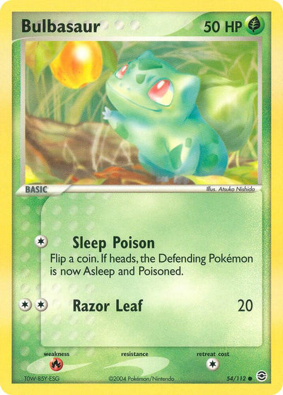 Pokémon Bulbasaur - 054/112 #54/112 EX FireRed & LeafGreen Common Reverse Holofoil Near Mint Trading Card