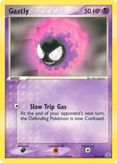 Pokémon Gastly #63/112 EX FireRed & LeafGreen Common Reverse Holofoil Heavily Played English Trading Card — catalog front, TCGplayer SKU 2872880