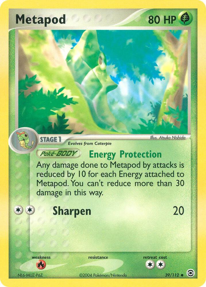 Pokémon Metapod #39/112 EX FireRed & LeafGreen Uncommon Reverse Holofoil Near Mint English Trading Card — catalog front, TCGplayer SKU 2872992