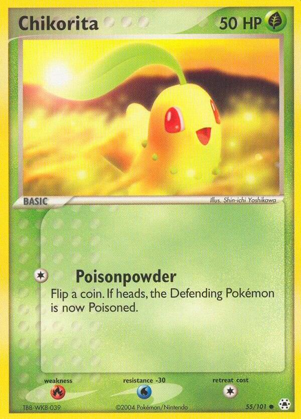 Pokémon Chikorita #55/101 EX Hidden Legends Common Reverse Holofoil Moderately Played English Trading Card — catalog front, TCGplayer SKU 2873399
