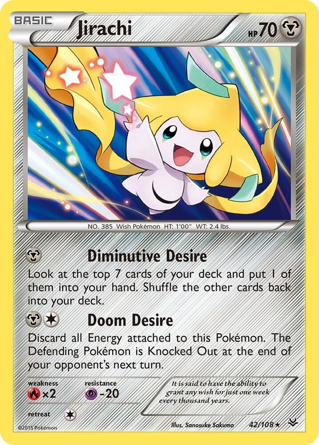 Pokémon Jirachi #42/108 Roaring Skies Holo Rare Holofoil Near Mint English Trading Card — catalog front, TCGplayer SKU 2873883