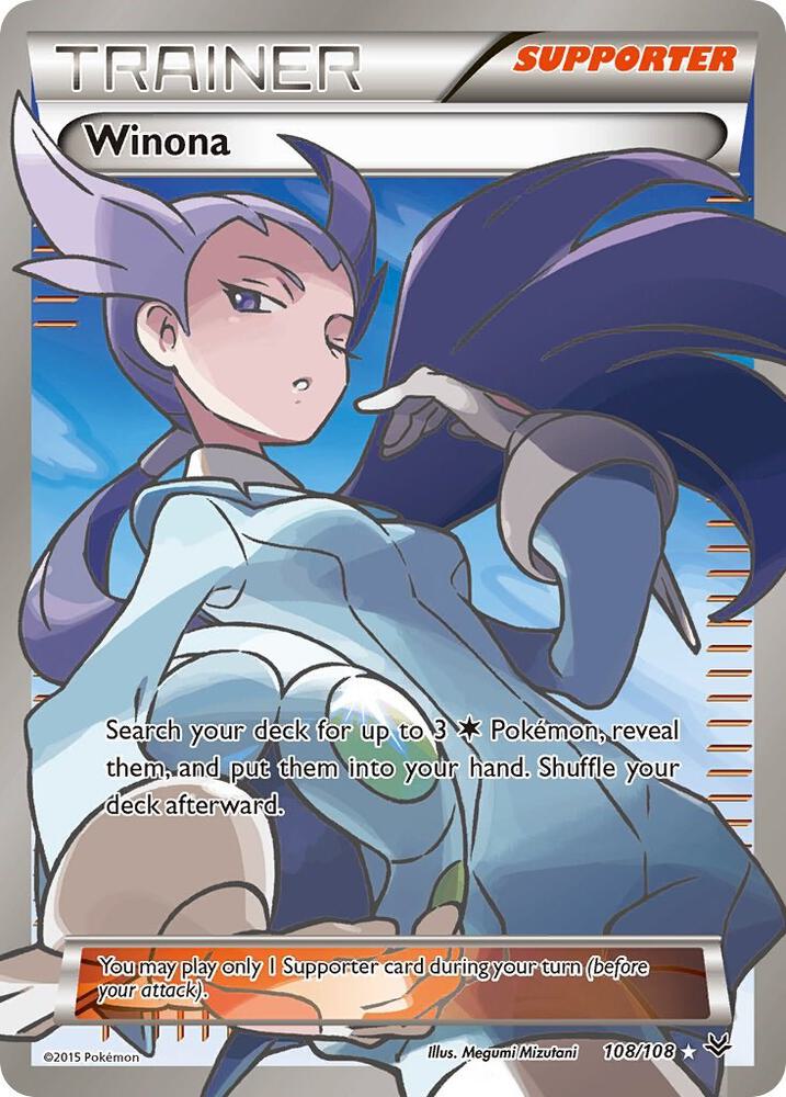 Pokémon Winona #108/108 XY - Roaring Skies 108 Full Art Holofoil Lightly Played English Trading Card — catalog front, TCGplayer SKU 2875670