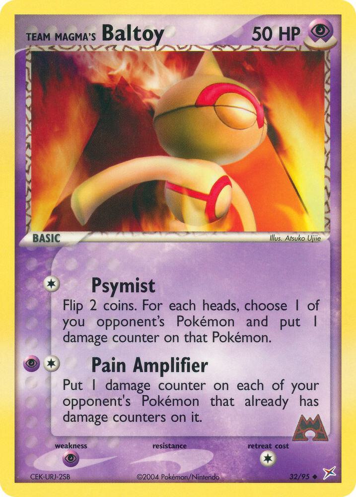 Pokémon Team Magma's Baltoy #32/95 EX Team Magma vs Team Aqua Uncommon Reverse Holofoil Lightly Played English Trading Card — catalog front, TCGplayer SKU 2876528