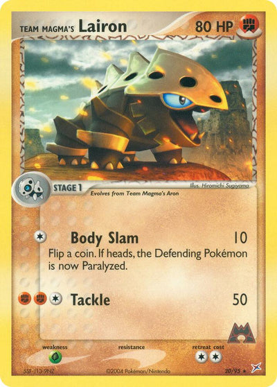Pokémon Team Magma's Lairon #20/95 EX Team Magma vs Team Aqua Rare Reverse Holofoil Near Mint English Trading Card — catalog front, TCGplayer SKU 2876602