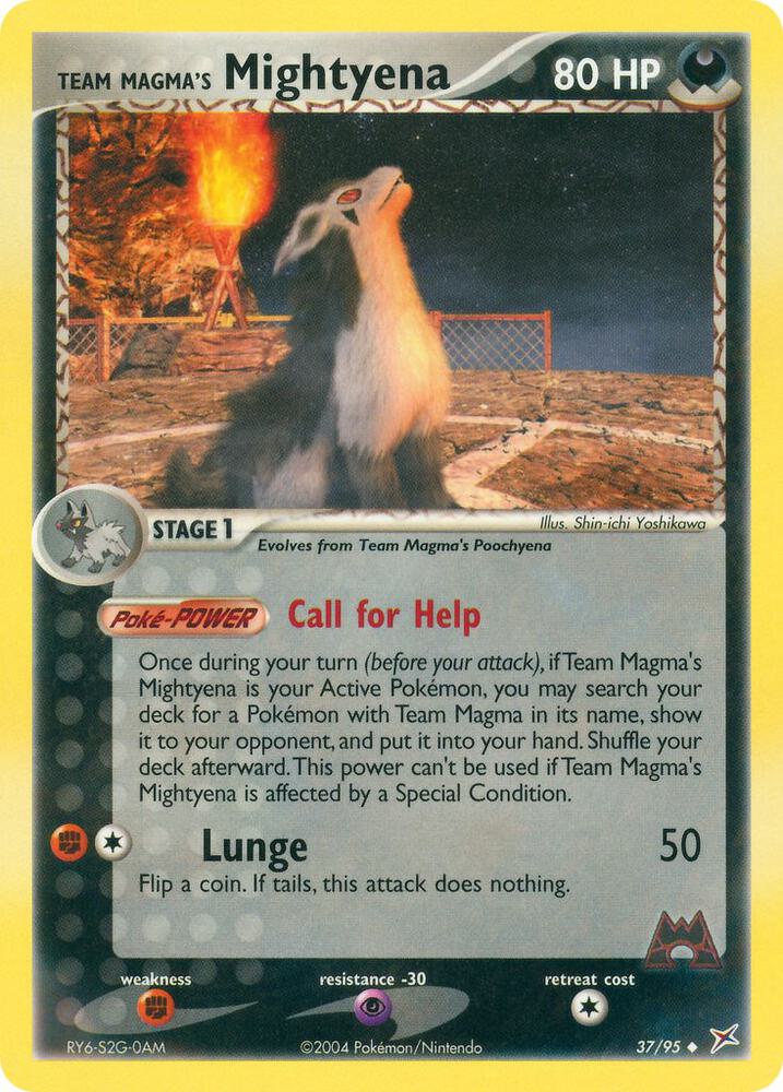 Pokémon Team Magma's Mightyena #37/95 EX Team Magma vs Team Aqua Uncommon Reverse Holofoil Near Mint English Trading Card — catalog front, TCGplayer SKU 2876617