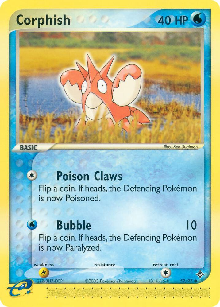 Pokémon Corphish #52/97 EX Dragon Common Reverse Holofoil Near Mint English Trading Card — catalog front, TCGplayer SKU 2876769