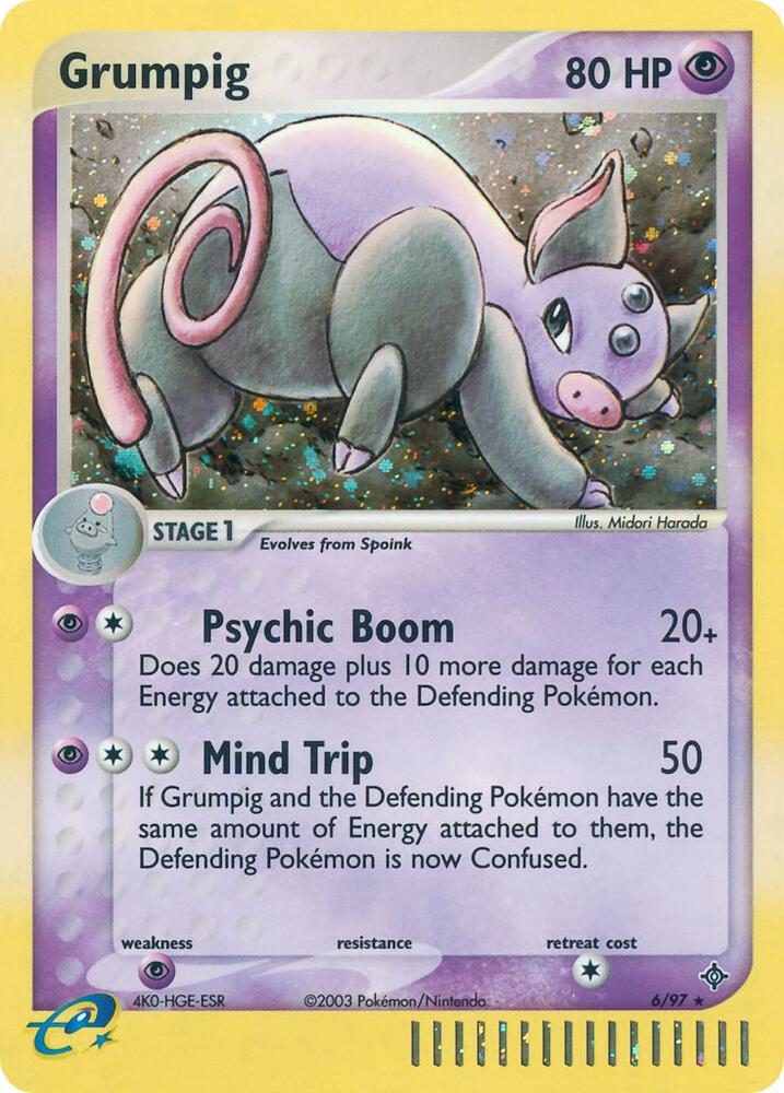 Pokémon Grumpig #6/97 EX Dragon Holo Rare Holofoil Near Mint English Trading Card — catalog front, TCGplayer SKU 2876899