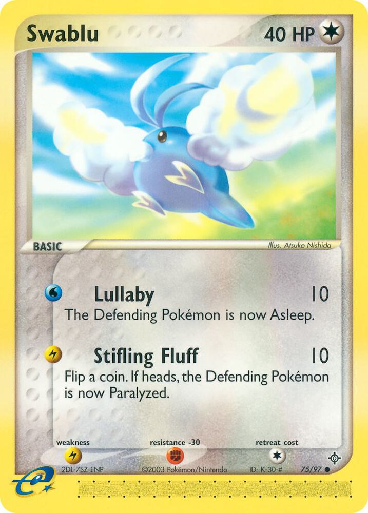 Pokémon Swablu #75/97 EX Dragon Common Reverse Holofoil Near Mint English Trading Card — catalog front, TCGplayer SKU 2877174