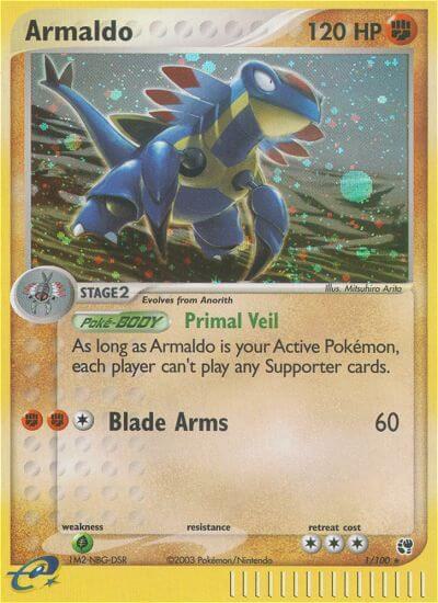 Pokémon Armaldo #1/100 EX Sandstorm Holo Rare Holofoil Lightly Played English Trading Card — catalog front, TCGplayer SKU 2881193