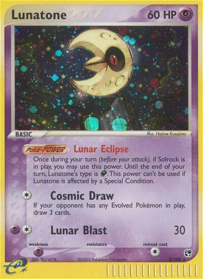 Pokémon Lunatone #8/100 EX Sandstorm Holo Rare Holofoil Lightly Played Trading Card