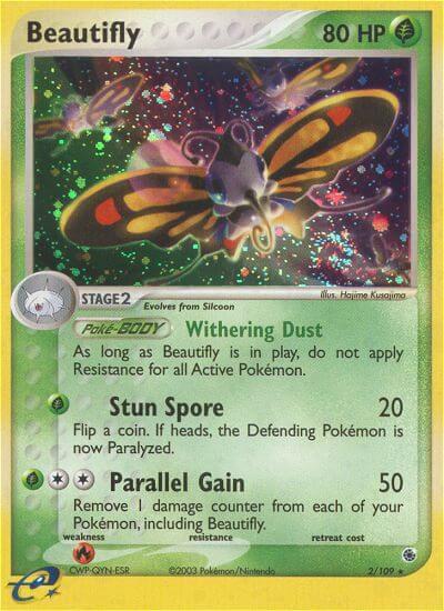 Pokémon Beautifly #2/109 EX Ruby and Sapphire Holo Rare Reverse Holofoil Near Mint Trading Card