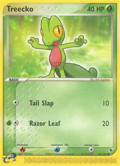 Pokémon Treecko #76/109 EX Ruby and Sapphire Common Reverse Holofoil Lightly Played English Trading Card — catalog front, TCGplayer SKU 2882280