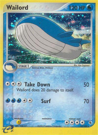 Pokémon Wailord #14/109 EX Ruby and Sapphire Holo Rare Holofoil Moderately Played Trading Card