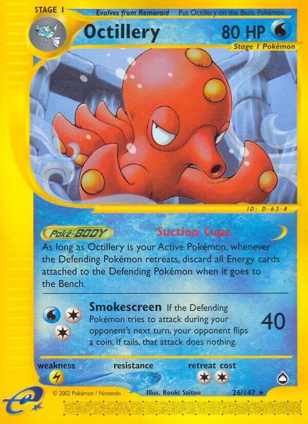 Pokémon Octillery #026/147 Aquapolis Rare Reverse Holofoil Lightly Played Trading Card