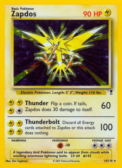 Pokémon Zapdos #019/110 Legendary Collection Holo Rare Holofoil Lightly Played Trading Card