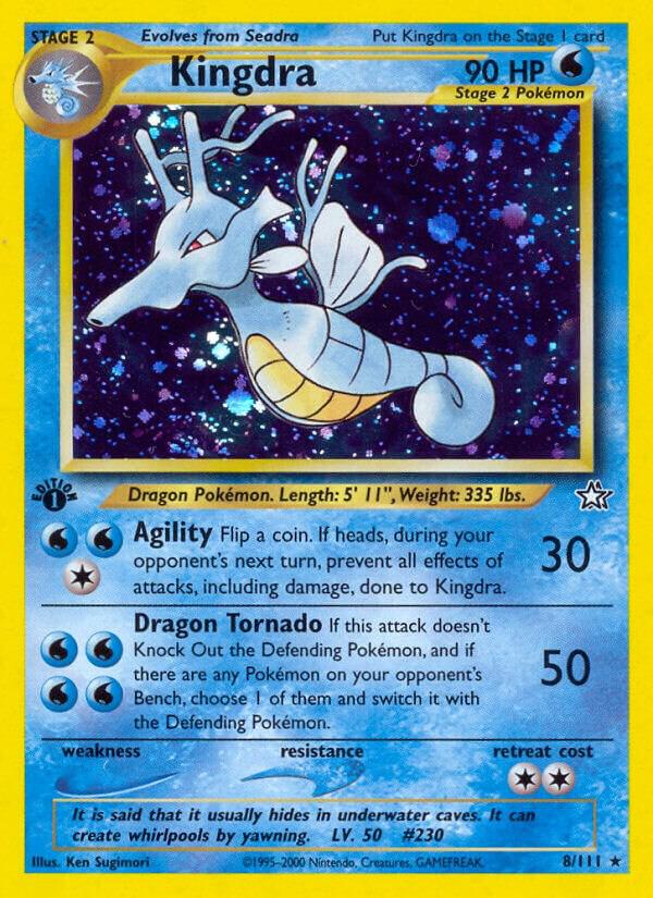 Pokémon Kingdra #008/111 Neo Genesis Holo Rare Holofoil Near Mint Unlimited Trading Card