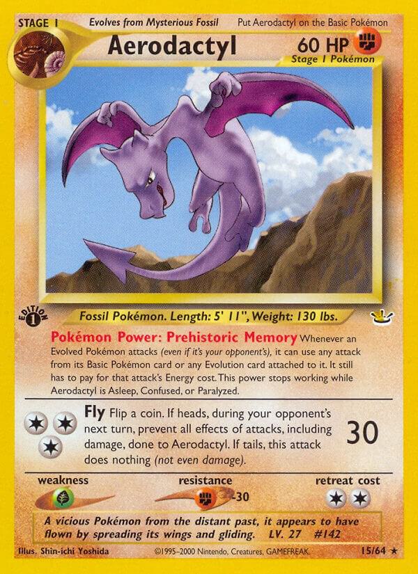 Pokémon Aerodactyl #15/64 Neo Revelation Rare Non-Foil Lightly Played 1st Edition English Trading Card — catalog front, TCGplayer SKU 2898708