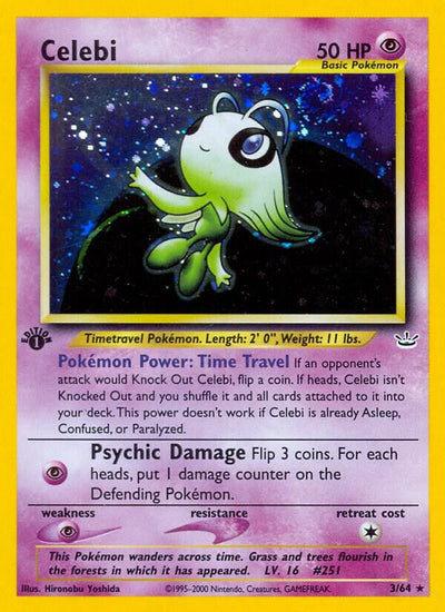 Pokémon Celebi #3/64 Neo Revelation 3 Holofoil Near Mint 1st Edition Trading Card