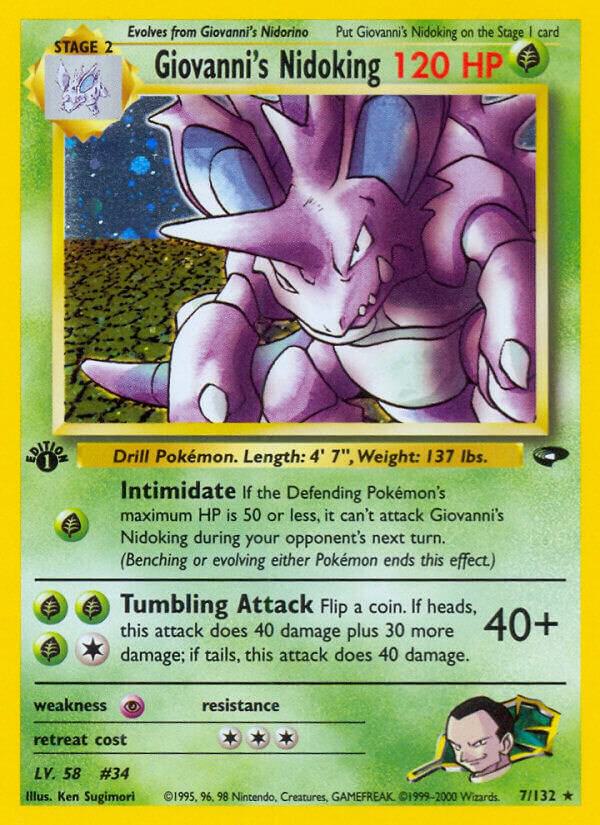 Pokémon Giovanni's Nidoking #007/132 Gym Challenge Holo Rare Holofoil Lightly Played Unlimited Trading Card