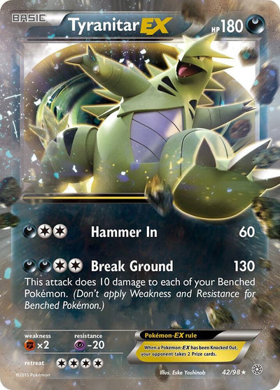 Pokémon Tyranitar EX #42/98 XY - Ancient Origins Ultra Rare Holofoil Near Mint English Trading Card — catalog front, TCGplayer SKU 2903002