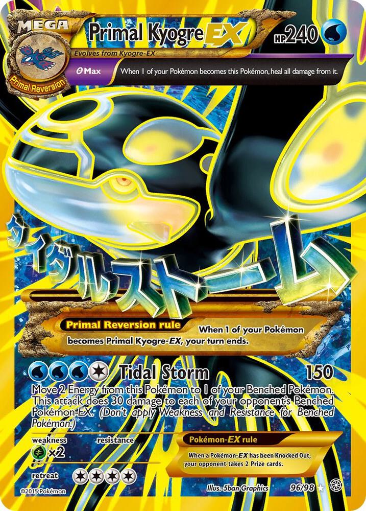 Pokémon Primal Kyogre EX #96/98 XY - Ancient Origins Shiny Full Art Holofoil Heavily Played Trading Card
