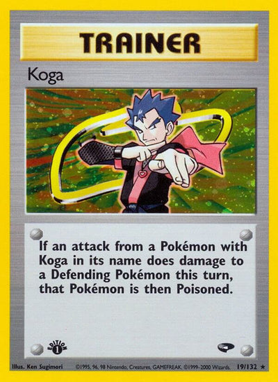 Pokémon Koga #019/132 Gym Challenge 19 Holofoil Moderately Played 1st Edition Trading Card