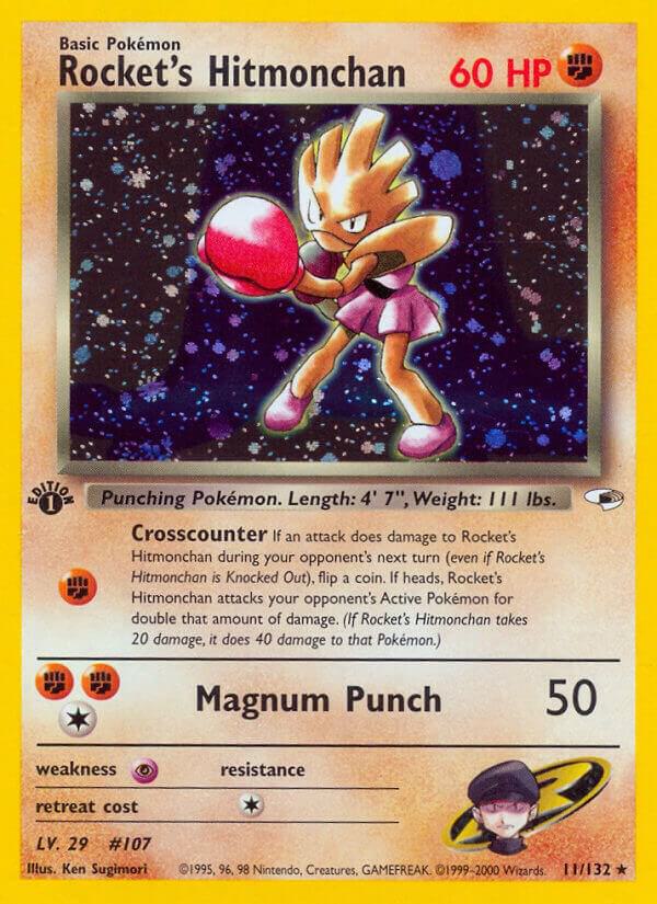 Pokémon Rocket's Hitmonchan #011/132 Gym Heroes Holo Rare Holofoil Near Mint Unlimited Trading Card