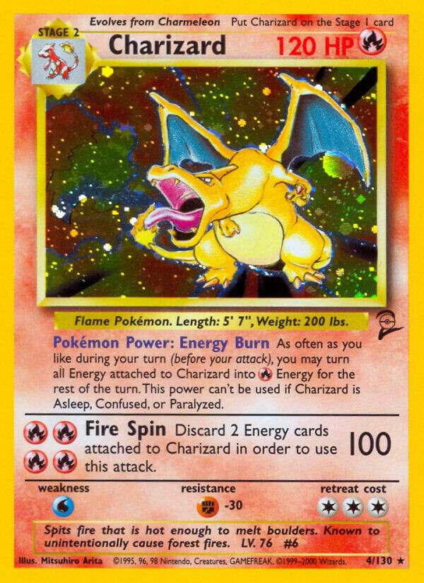 Pokémon Charizard #004/130 Base Set 2 Holo Rare Holofoil Lightly Played Trading Card