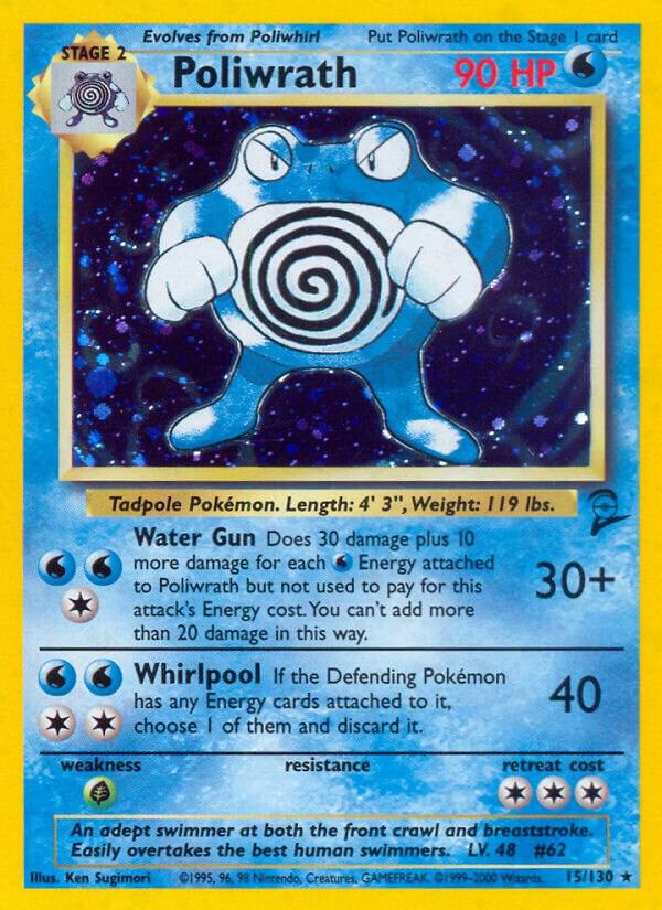 Pokémon Poliwrath #015/130 Base Set 2 Holo Rare Holofoil Lightly Played English Trading Card — catalog front, TCGplayer SKU 2994349