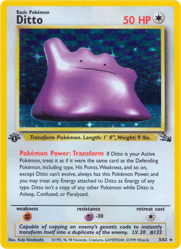 Pokémon Ditto #03/62 Fossil 3 Holofoil Heavily Played Unlimited English Trading Card — catalog front, TCGplayer SKU 2995213