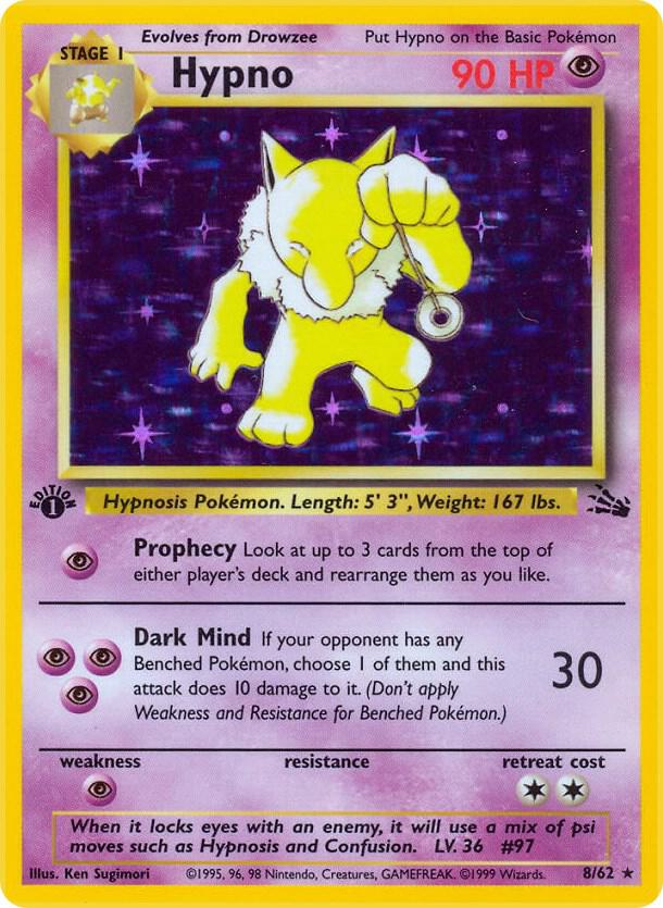 Pokémon Hypno #08/62 Fossil 8 Holofoil Near Mint Unlimited Trading Card