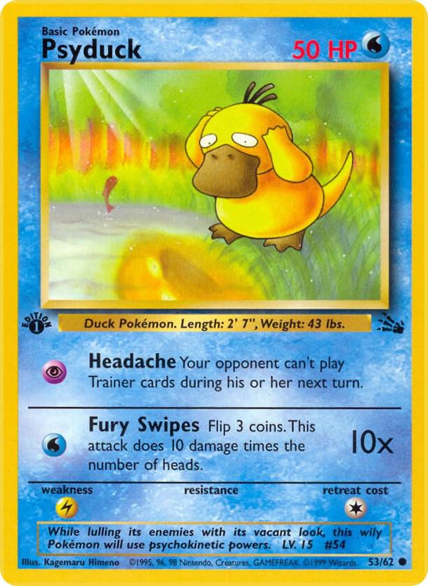 Pokémon Psyduck #53/62 Fossil Common Non-Foil Near Mint 1st Edition English Trading Card — catalog front, TCGplayer SKU 2995560