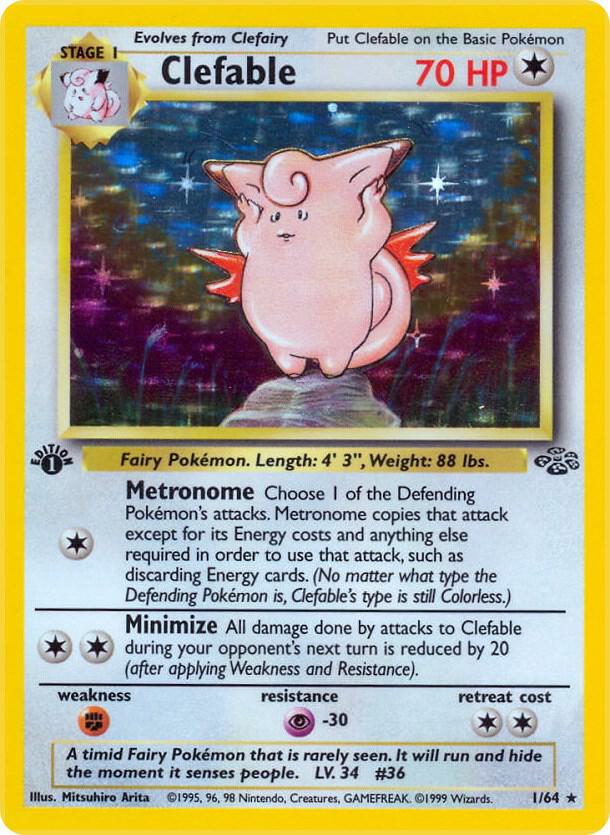 Pokémon Clefable #01/64 Jungle 1 Holofoil Near Mint Unlimited Trading Card
