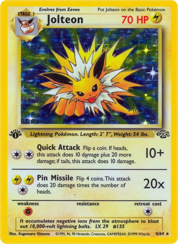 Pokémon Jolteon #04/64 Jungle 4 Holofoil Lightly Played Unlimited Trading Card