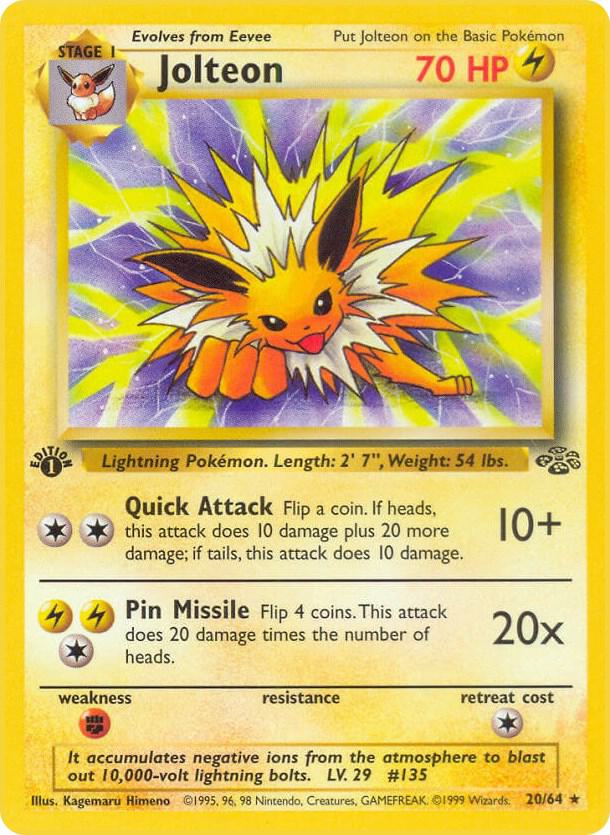 Pokémon Jolteon #20/64 Jungle 20 Non-Foil Near Mint Unlimited Trading Card