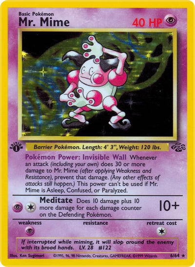 Pokémon Mr. Mime #06/64 Jungle 6 Holofoil Moderately Played 1st Edition Trading Card