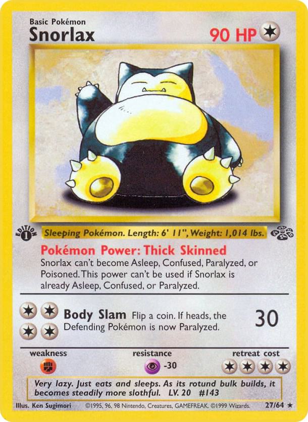 Pokémon Snorlax #27/64 Jungle 27 Non-Foil Lightly Played Unlimited English Trading Card — catalog front, TCGplayer SKU 2998467