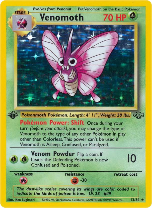 Pokémon Venomoth #13/64 Jungle 13 Holofoil Near Mint Unlimited English Trading Card — catalog front, TCGplayer SKU 2998506