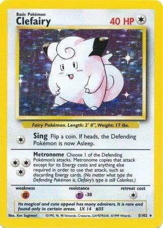 Pokémon Clefairy #005/102 Base Set Holo Rare Holofoil Lightly Played English Trading Card — catalog front, TCGplayer SKU 2999658