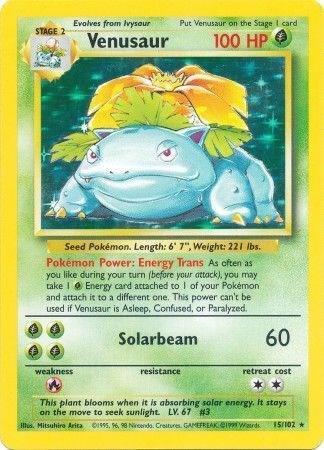 Pokémon Venusaur #015/102 Base Set Holo Rare Holofoil Lightly Played Trading Card