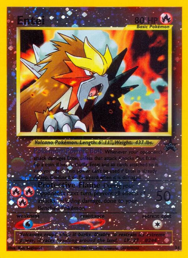 Pokémon Entei #34/53 WoTC Promo Promo Reverse Holofoil Near Mint Trading Card
