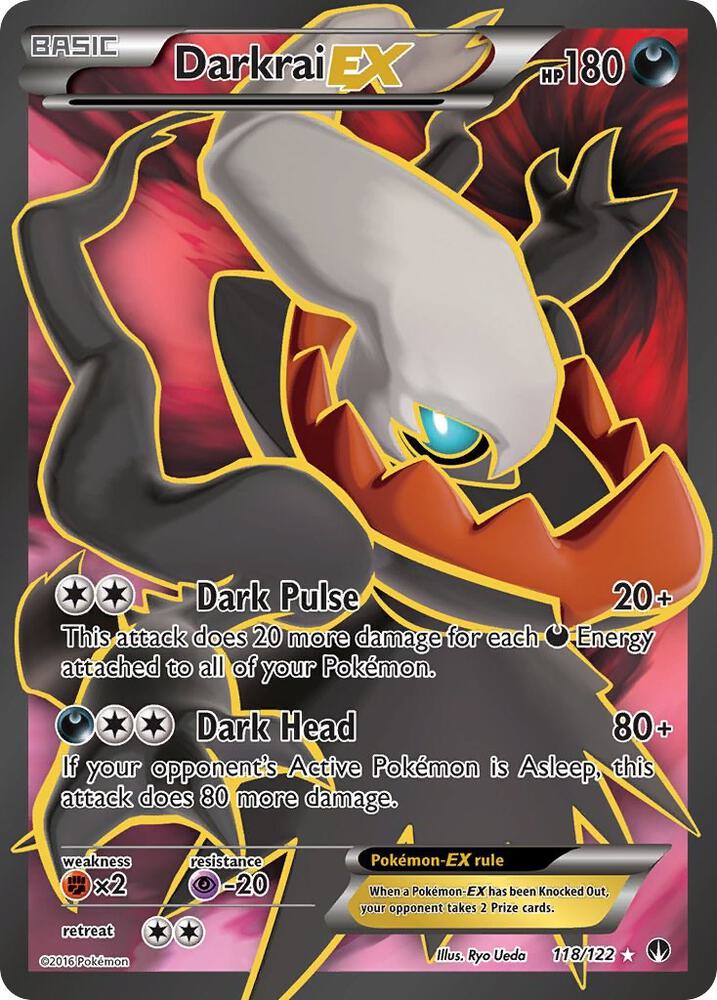 Pokémon Darkrai EX #118/122 XY - BREAKpoint Full Art Holofoil Near Mint Trading Card