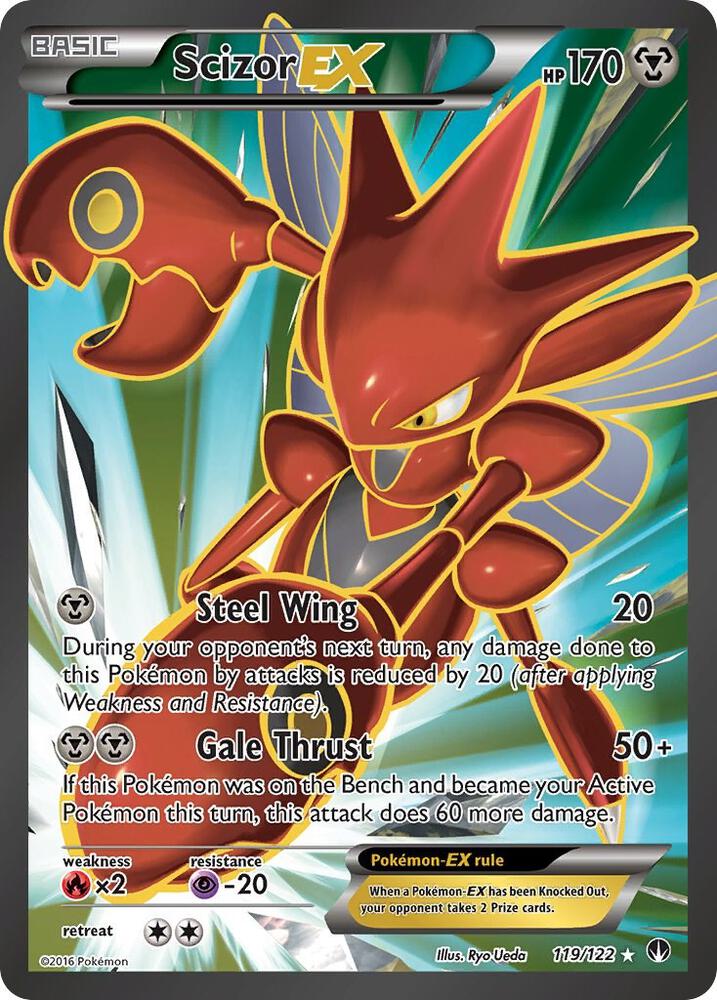 Pokémon Scizor EX #119/122 XY - BREAKpoint Full Art Holofoil Moderately Played English Trading Card — catalog front, TCGplayer SKU 3047369