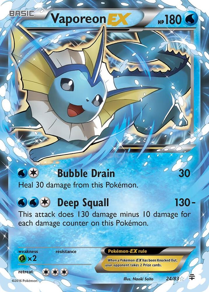 Pokémon Vaporeon EX #24/83 Generations Ultra Rare Holofoil Near Mint English Trading Card — catalog front, TCGplayer SKU 3083829