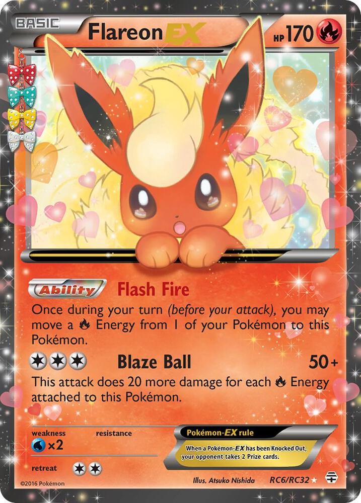 Pokémon Flareon EX #RC6/RC32 Generations: Radiant Collection Ultra Rare Holofoil Moderately Played Trading Card