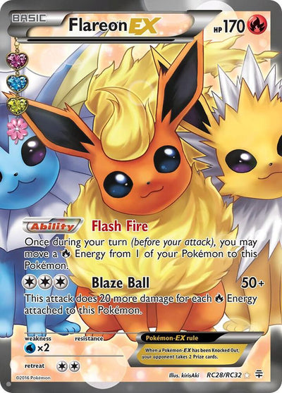Pokémon Flareon EX #RC28/RC32 Generations: Radiant Collection Full Art Holofoil Lightly Played Trading Card