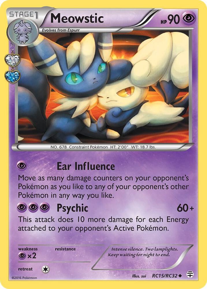 Pokémon Meowstic #RC15/RC32 Generations: Radiant Collection Uncommon Holofoil Near Mint English Trading Card — catalog front, TCGplayer SKU 3085965