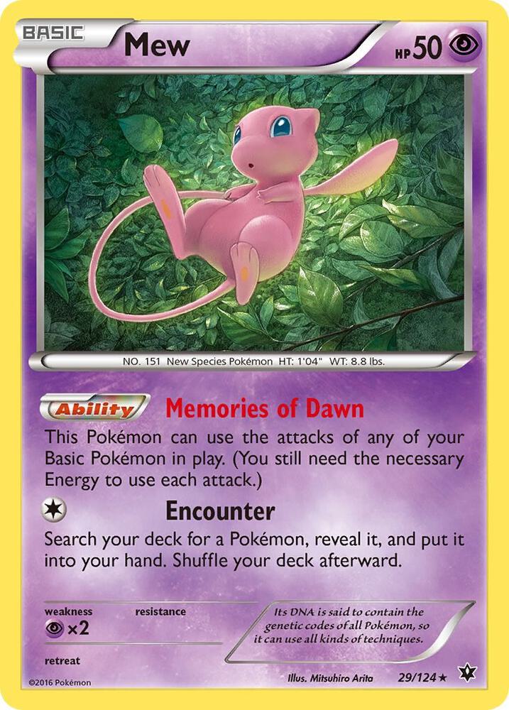 Pokémon Mew #29/124 XY - Fates Collide Holo Rare Holofoil Near Mint English Trading Card — catalog front, TCGplayer SKU 3141763