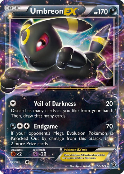 Pokémon Umbreon EX #55/124 XY - Fates Collide Ultra Rare Holofoil Lightly Played Trading Card